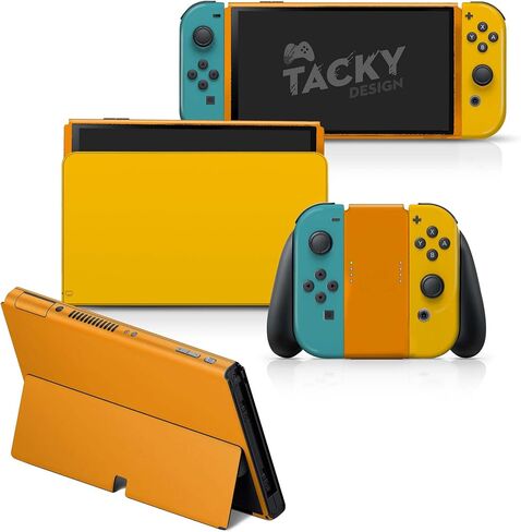 غلاف ملون بتصميم مبتذل متوافق مع غلاف Nintendo Switch OLED - مجموعة ملصقات من الفينيل 3M صلبة اللون - متوافقة مع Nintendo Switch OLED Skin Joy Con، وحدة التحكم، قفص الاتهام - ملصق ملتف بالكامل in Saudi Arabia