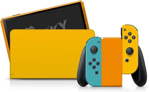 غلاف ملون بتصميم مبتذل متوافق مع غلاف Nintendo Switch OLED - مجموعة ملصقات من الفينيل 3M صلبة اللون - متوافقة مع Nintendo Switch OLED Skin Joy Con، وحدة التحكم، قفص الاتهام - ملصق ملتف بالكامل in Saudi Arabia