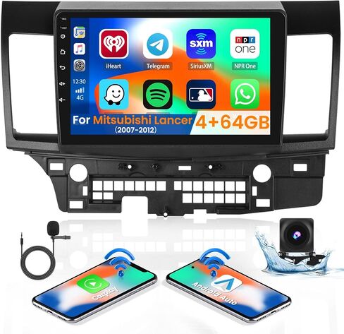 راديو ترقية ستيريو للسيارة 8-Core 4+64G Android 13 لسيارة Mitsubishi Lancer 2007-2012، شاشة لمس عالية الدقة 10.1 بوصة مع CarPlay اللاسلكي وAndroid Auto، كاميرا احتياطية AHD، وصلة مرآة، ملاحة GPS in Saudi Arabia