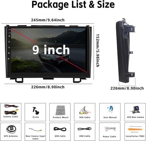 [2+64G] ستيريو سيارة Android 13 لسيارة Honda CRV 2007-2011 مع Apple Carplay&Android Auto، راديو سيارة بشاشة تعمل باللمس 9 بوصة مع وصلة مرآة GPS واي فاي بلوتوث FM/RDS SWC مزدوج USB/AUX-in+كاميرا احتياطية in Saudi Arabia