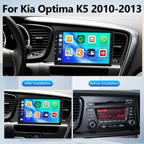 ستيريو سيارة 2G+64G Android 13 لسيارة Kia Optima K5 2010-2013 مع Apple Carplay Android Auto، وراديو سيارة بشاشة لمس 9 بوصات مع WiFi، ونظام تحديد المواقع العالمي (GPS)، وبلوتوث FM/RDS SWC Daul USB+AHD كاميرا احتياطية in Kuwait