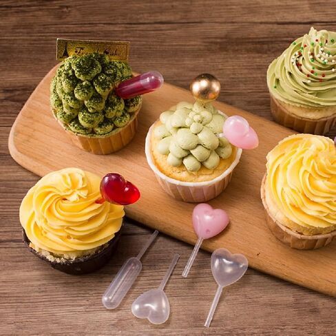 150 عبوة من الماصات للكب كيك، ماصات بلاستيكية 4 مل، ماصات للفراولة، ماصات الحلوى، ماصات نقل الضغط، مصفاة المشروبات الكحولية لآيس كريم الشوكولاتة بالفراولة (قلب) in Kuwait