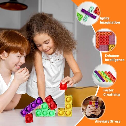 Giant Silicone Pop Fidget Blocks, Interlocking Puzzle Blocks, 16PCS in Saudi Arabia