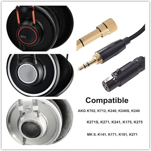 سلك كابل صوت ملفوف بديل K240 لـ AKG K240 K240S K240 MKII - Q701 K702 K712 K141 K171 K181 K271 K271S K371 K241 K175 K275 K712 PRO K553 MKII M220 سماعة رأس، أسود، 3.5 مم in Kuwait