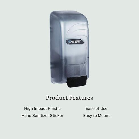San Jamar S890TBL Oceans Soap Dispenser, 4-1/2" Width, 10-1/2" Height, 4-3/8" Depth, 800ml Capacity, Arctic Blue Color in Saudi Arabia
