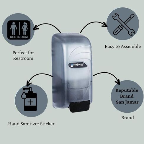 San Jamar S890TBL Oceans Soap Dispenser, 4-1/2" Width, 10-1/2" Height, 4-3/8" Depth, 800ml Capacity, Arctic Blue Color in Saudi Arabia