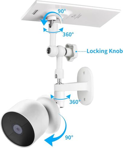 حامل حائط 2 في 1 لكاميرا Google Nest Cam الخارجية واللوحة الشمسية، زاوية قابلة للتعديل 360 درجة توفر رؤية أفضل للوحة الشمسية (أبيض) in Kuwait