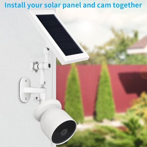 حامل حائط 2 في 1 لكاميرا Google Nest Cam الخارجية واللوحة الشمسية، زاوية قابلة للتعديل 360 درجة توفر رؤية أفضل للوحة الشمسية (أبيض) in Kuwait