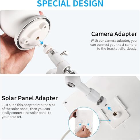 حامل حائط 2 في 1 لكاميرا Google Nest Cam الخارجية واللوحة الشمسية، زاوية قابلة للتعديل 360 درجة توفر رؤية أفضل للوحة الشمسية (أبيض) in Kuwait