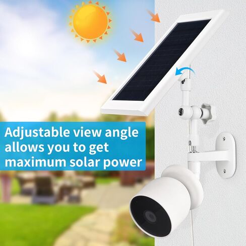 حامل حائط 2 في 1 لكاميرا Google Nest Cam الخارجية واللوحة الشمسية، زاوية قابلة للتعديل 360 درجة توفر رؤية أفضل للوحة الشمسية (أبيض) in Kuwait