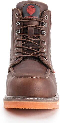 SUREWAY Mens Heavy Duty Soft/Composite/Steel Toe Work Boots for Men-Comfortable Durable,Goodyear Welt,Thicker Leather,Oil/Slip-Resistant,6 in Wedge Moc Toe Safety Industrial Construction Boots/Shoes in Kuwait