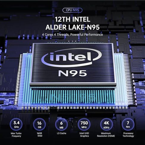 كمبيوتر صغير من ACEMAGICIAN، أجهزة كمبيوتر مكتبية Intel الجيل الثاني عشر N95 (حتى 3.4 جيجا هرتز) مع 16 جيجا LPDDR5 512 جيجا M.2 SSD، كمبيوتر صغير يدعم 4K UHD، Dual Gigabit Ethernet، WiFi 5، BT4.2 in Kuwait