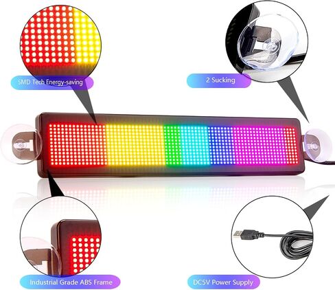 تطبيق لوحة رسائل LED للتمرير LED للسيارة قابل للبرمجة للسيارة والمتجر والمتجر (أخضر) in Saudi Arabia