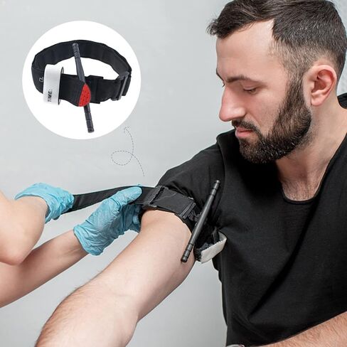 عاصبة، عاصبة القتال الطبية الأسرع والأكثر أمانًا والأكثر فعالية مع مرساة، معدات الإسعافات الأولية العسكرية عاصبة بيد واحدة، أسود in Kuwait