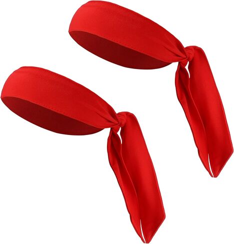 VOCOSTE 2 Pcs Adjustable Soft Sport Headband, Sweat Wicking Gym Tennis Tie Sweatband for Men Women, in Kuwait