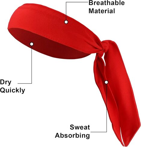 VOCOSTE 2 Pcs Adjustable Soft Sport Headband, Sweat Wicking Gym Tennis Tie Sweatband for Men Women, in Kuwait