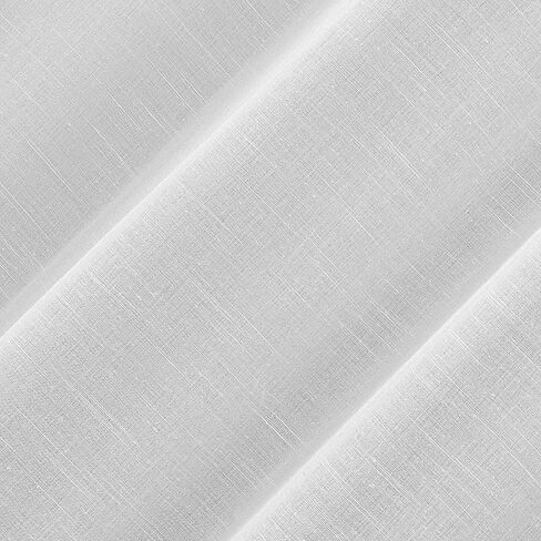 Archaeo Slub مزيج من الكتان المزخرف مكون من قطعتين من الستائر العلوية ذات الحلقات المعدنية باللون الأسود، مقاس 52 بوصة × 84 بوصة، أبيض in Kuwait