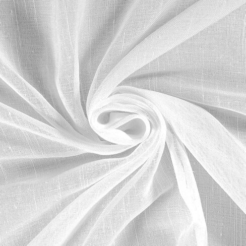 Archaeo Slub مزيج من الكتان المزخرف مكون من قطعتين من الستائر العلوية ذات الحلقات المعدنية باللون الأسود، مقاس 52 بوصة × 84 بوصة، أبيض in Kuwait