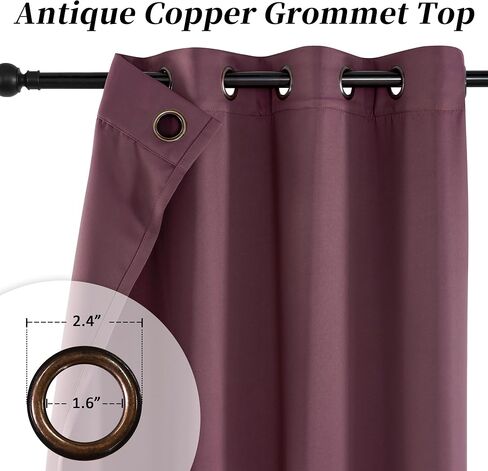 HUTO Short Blackout Curtains Drapes - Thermal Insulated Antique Copper Grommet Black Out Drapery Panels for Basement Bathroom Small Windows, Set of 2, 42 Inch by 45 Inch, Black in Saudi Arabia
