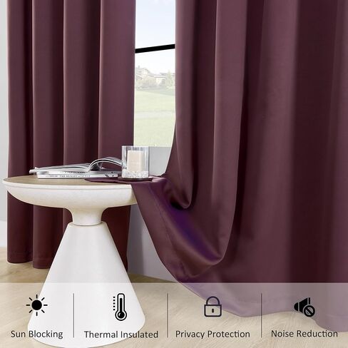 HUTO Short Blackout Curtains Drapes - Thermal Insulated Antique Copper Grommet Black Out Drapery Panels for Basement Bathroom Small Windows, Set of 2, 42 Inch by 45 Inch, Black in Saudi Arabia