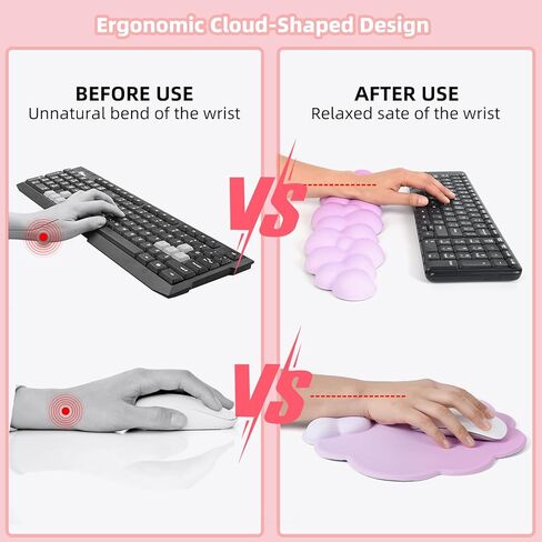 مسند معصم للوحة المفاتيح السحابية - مجموعة مسند معصم مريح للفأرة السحابية من إسفنج الذاكرة لدعم المعصم مع قاعدة مضادة للانزلاق للمنزل والمكتب والكمبيوتر المحمول وألعاب الكمبيوتر in Kuwait