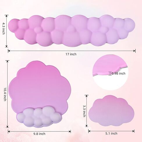 مسند معصم للوحة المفاتيح السحابية - مجموعة مسند معصم مريح للفأرة السحابية من إسفنج الذاكرة لدعم المعصم مع قاعدة مضادة للانزلاق للمنزل والمكتب والكمبيوتر المحمول وألعاب الكمبيوتر in Kuwait