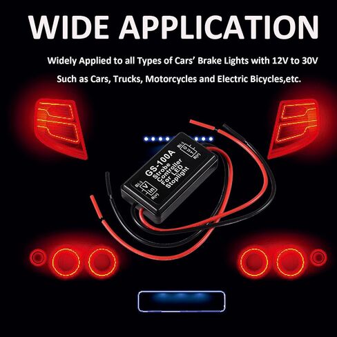 4pcs GS-100A Brake Light Flasher Strobe Brake Light Strobe LED Flash Module Flash Strobe Controller 12-30V for Motorcycles Cars Trucks Brake Light Tail Stop Light in Saudi Arabia