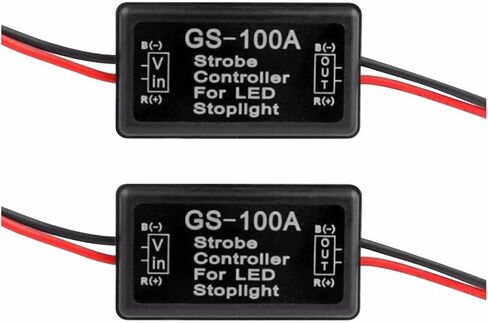 وحدة تحكم فلاش ستروب للسيارة، قطعتان وحدة تحكم ضوء الفرامل LED 12-30 فولت، وحدة فلاش تلقائية ABS وحدة تحكم ستروب للدراجات النارية والشاحنات الذيل إيقاف الضوء (أسود) in Kuwait