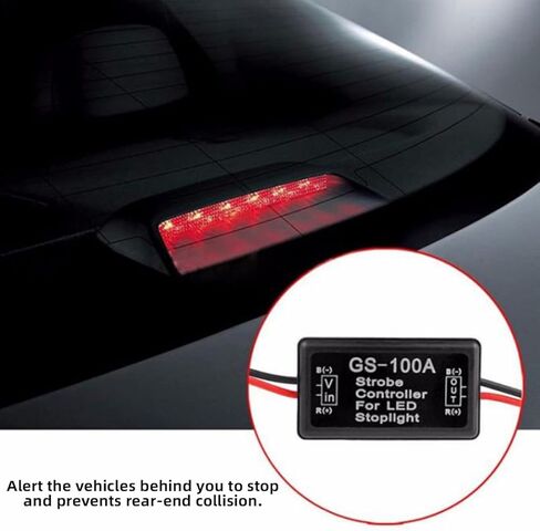 وحدة تحكم فلاش ستروب للسيارة، قطعتان وحدة تحكم ضوء الفرامل LED 12-30 فولت، وحدة فلاش تلقائية ABS وحدة تحكم ستروب للدراجات النارية والشاحنات الذيل إيقاف الضوء (أسود) in Kuwait