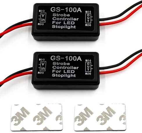 وحدة تحكم فلاش ستروب للسيارة، قطعتان وحدة تحكم ضوء الفرامل LED 12-30 فولت، وحدة فلاش تلقائية ABS وحدة تحكم ستروب للدراجات النارية والشاحنات الذيل إيقاف الضوء (أسود) in Kuwait