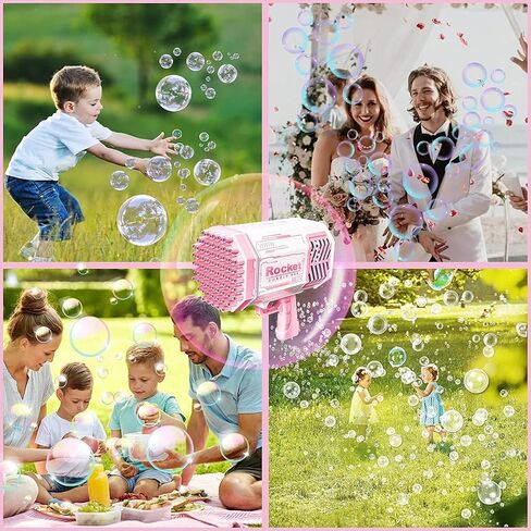 Rocket Bubble Gun for Kids with Lights Bags Bubble Gun,Bubble Machine Gun,Give Your Children Extraordinary Surprise. Instead of an inconvenient Battery, The Familiar 4 AA Batteries. in Saudi Arabia