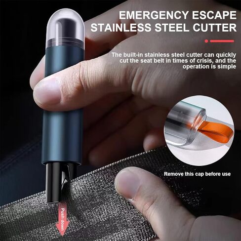 أداة الهروب في حالات الطوارئ الصغيرة للسيارة، 2 في 1 لكسر زجاج النوافذ وقاطع حزام الأمان، أداة إنقاذ مطرقة متعددة الوظائف للأرض تحت الماء، ملحقات أمان السيارات للنساء والرجال (أزرق) in Kuwait