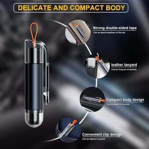 أداة الهروب في حالات الطوارئ الصغيرة للسيارة، 2 في 1 لكسر زجاج النوافذ وقاطع حزام الأمان، أداة إنقاذ مطرقة متعددة الوظائف للأرض تحت الماء، ملحقات أمان السيارات للنساء والرجال (أزرق) in Kuwait