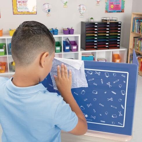 Really Good Stuff Plastic Privacy Shields for Student Desks – Single - Large - Study Carrel Reduces Distractions - Keep Eyes from Wandering During Tests, Blue School Tools in Saudi Arabia