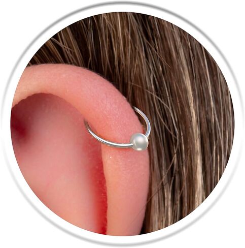 خاتم هيليكس مع اللؤلؤ الأبيض مقاس 20 - حلق غضروف مملوء بالذهب عيار 14 قيراط للنساء والرجال - حلق لؤلؤ in Saudi Arabia