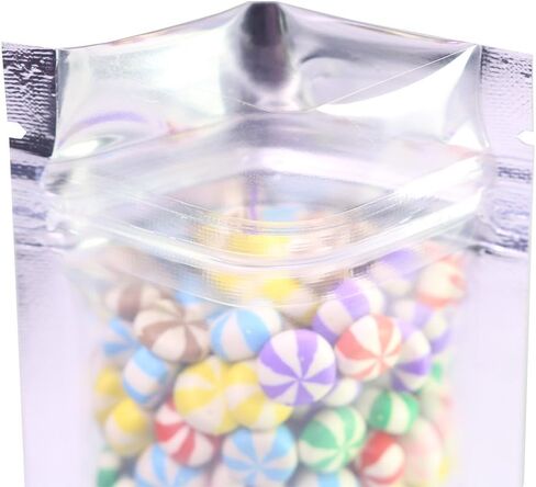 QQ Studio Clear/Colored Mylar Zip Lock Bags w/Tear Notch 6.5x9cm (2.5x3.5") (Clear/Silver/White) in Saudi Arabia