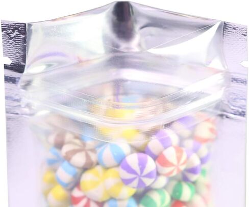QQ Studio Clear/Colored Mylar Zip Lock Bags w/Tear Notch 6.5x9cm (2.5x3.5") (Clear/Silver/White) in Saudi Arabia