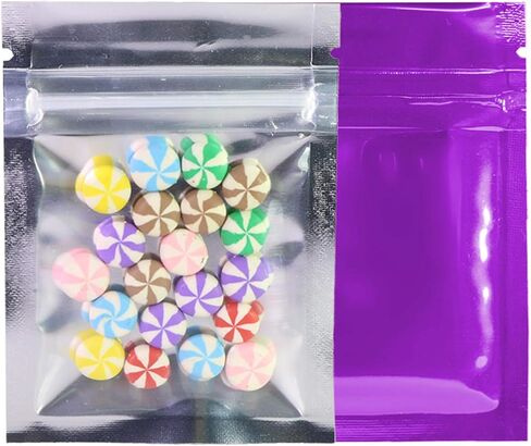 QQ Studio Clear/Colored Mylar Zip Lock Bags w/Tear Notch 6.5x9cm (2.5x3.5") (Clear/Silver/White) in Saudi Arabia