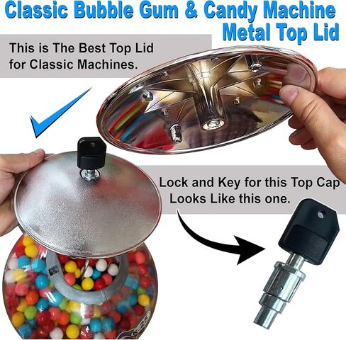 غطاء علوي لآلة العلكة الكلاسيكية - غطاء معدني لآلة العلكة والحلوى الكلاسيكية، غطاء علوي لآلة بيع كرات العلكة. غطاء علوي معدني متوافق مع الجزء البديل لآلات Titan Classic Gumball in Kuwait