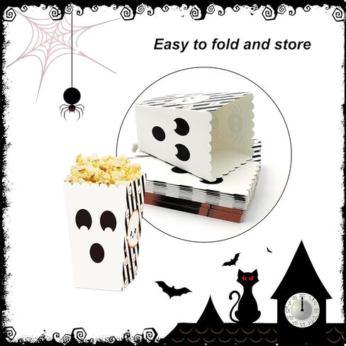 24 قطعة من صناديق ورق الفشار لعيد الهالوين، صناديق الفشار للهالوين، حاويات الفشار للاستعمال مرة واحدة من أجل حفلة الهالوين، صناديق حلوى اليقطين للوجبات الخفيفة، هدايا حاوية كوكي للأطفال in Kuwait