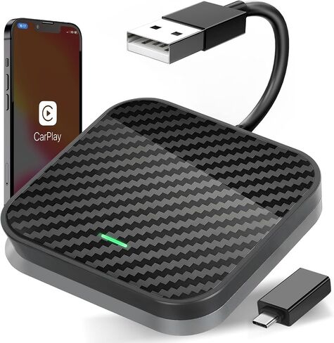 محول Roinvou اللاسلكي CarPlay، دونجل توصيل وتشغيل مطور لهاتف iPhone مع واي فاي ثنائي النطاق 2.4 و5.8 جيجا هرتز، سهل التركيب والتحديثات عبر الإنترنت، متوافق مع موديلات سيارات CarPlay السلكية OEM in Saudi Arabia