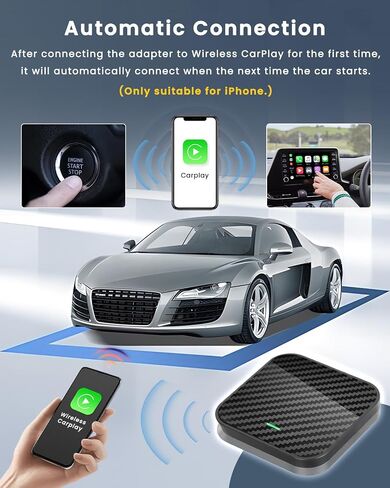 محول Roinvou اللاسلكي CarPlay، دونجل توصيل وتشغيل مطور لهاتف iPhone مع واي فاي ثنائي النطاق 2.4 و5.8 جيجا هرتز، سهل التركيب والتحديثات عبر الإنترنت، متوافق مع موديلات سيارات CarPlay السلكية OEM in Saudi Arabia