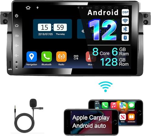 AMASE AUDIO Android 13 Ultra-Thin Car Stereo, Wireless Carplay Android Auto, DSP+, Compatible for BMW E46 3 Series 1999-2004, 9" Touchscreen, Support WiFi Bluetooth 5.0/Rear Camera in Saudi Arabia