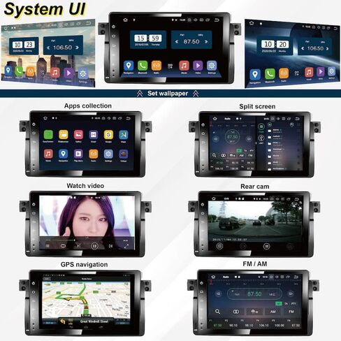 راديو AMASE AUDIO Android 12 Octa Core 6+128GBC ar، Carplay Android Auto، DSP+، 1 Din متوافق مع BMW E46 3 Series 1999-2004، شاشة لمس 9 بوصات، يدعم WiFi Bluetooth 5.0 in Kuwait