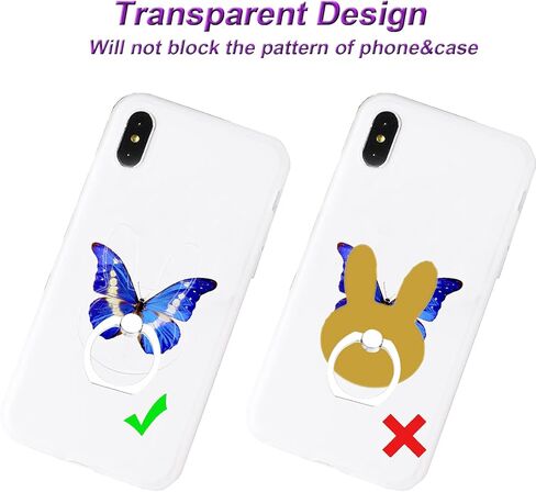 حامل هاتف شفاف وشفاف على شكل أرنب للأذن لهاتف iPhone، حامل حلقي لطيف للهاتف الخلوي والكمبيوتر اللوحي in Kuwait