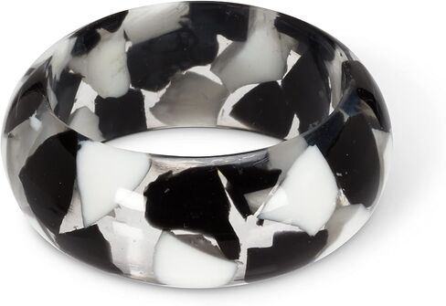 Abbott Collection 58-SETTING-749 Mosaic Napkin Ring, Black/White in Kuwait