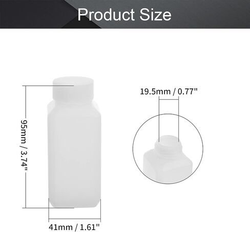 Othmro 10pcs 100ml/3.38oz Plastic Lab Chemical Reagent Bottles,10pcs 19.5mmx95mm(IDxH) Square Wide Mouth Liquid/Solid Sample Storage Container Sealing Bottles Translucent with Cap in Saudi Arabia