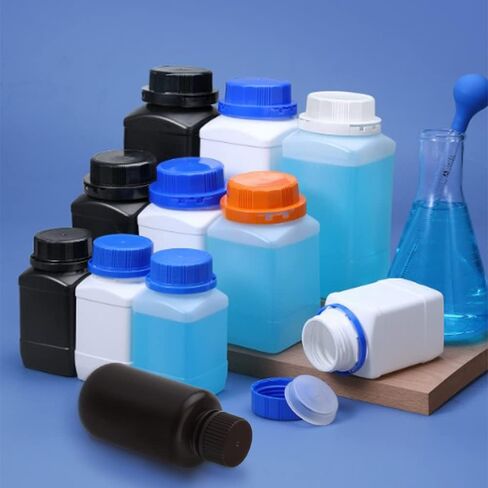 Othmro 10pcs 100ml/3.38oz Plastic Lab Chemical Reagent Bottles,10pcs 19.5mmx95mm(IDxH) Square Wide Mouth Liquid/Solid Sample Storage Container Sealing Bottles Translucent with Cap in Saudi Arabia