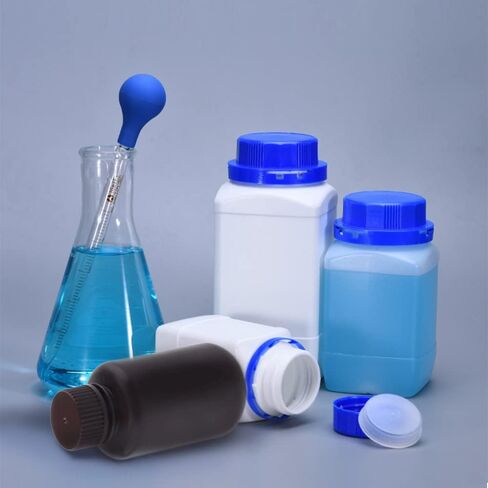 Othmro 10pcs 100ml/3.38oz Plastic Lab Chemical Reagent Bottles,10pcs 19.5mmx95mm(IDxH) Square Wide Mouth Liquid/Solid Sample Storage Container Sealing Bottles Translucent with Cap in Saudi Arabia