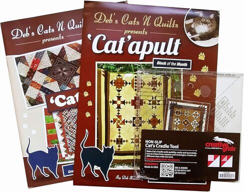 Deb's Cats N Quilts Bundle - The Original 'Cat'itude Book, The 'Cat'apult BOM Quilt Project, & Creative Grids Cat's Cradle Original Tool CGRDH1 in Kuwait